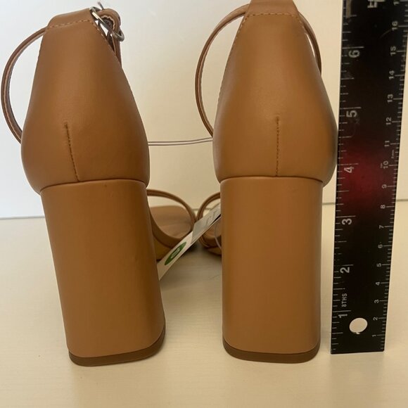 A New Day Tan Block Heel Sandals Ankle Strap & Square Toe Design Size 10 - Picture 6 of 9